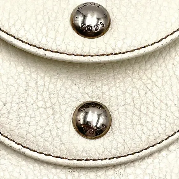 TOD'S vintage wallet white leather snap closure credit cards slots & pockets
